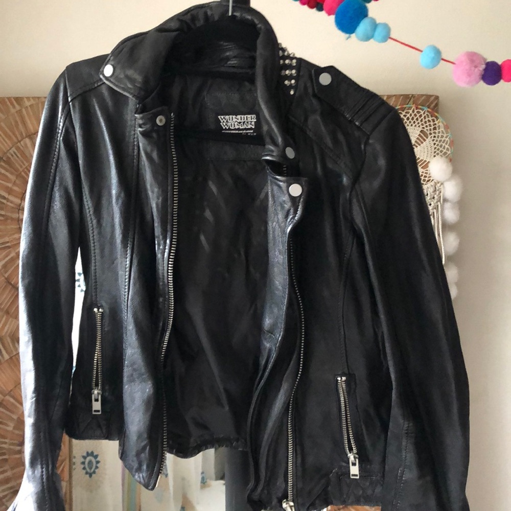 Wonder Woman leather moto jacket